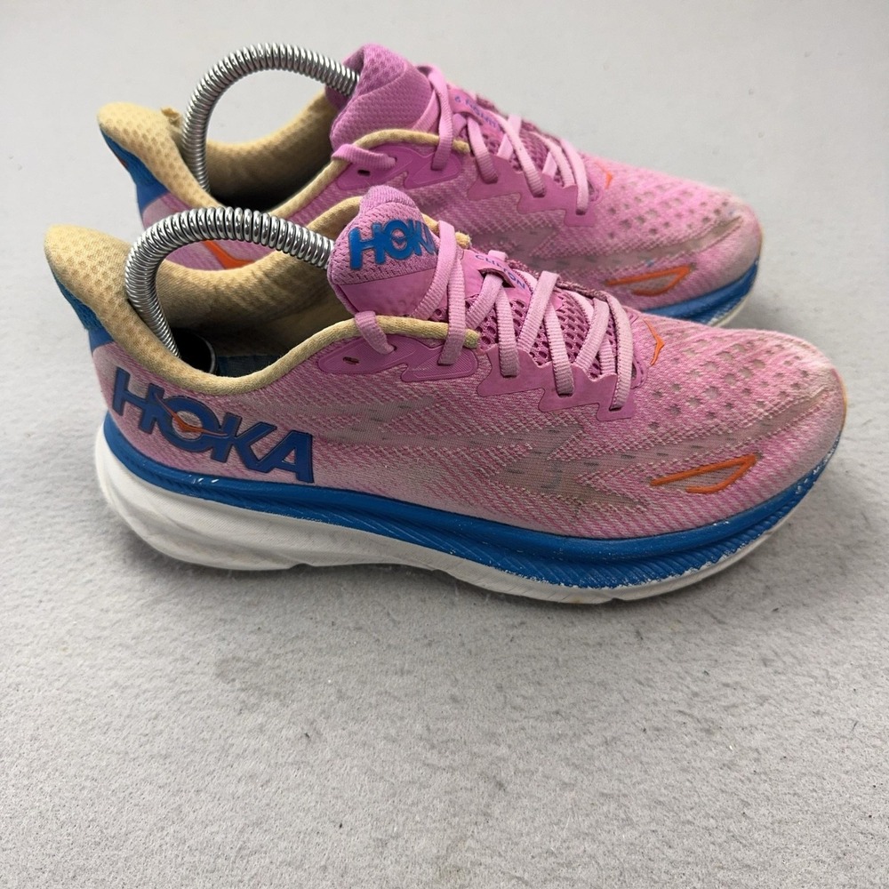 Hoka One One Clifton 9 Shoes Womens Size 7.5 Pink Running Sneakers 1127896 GSLC